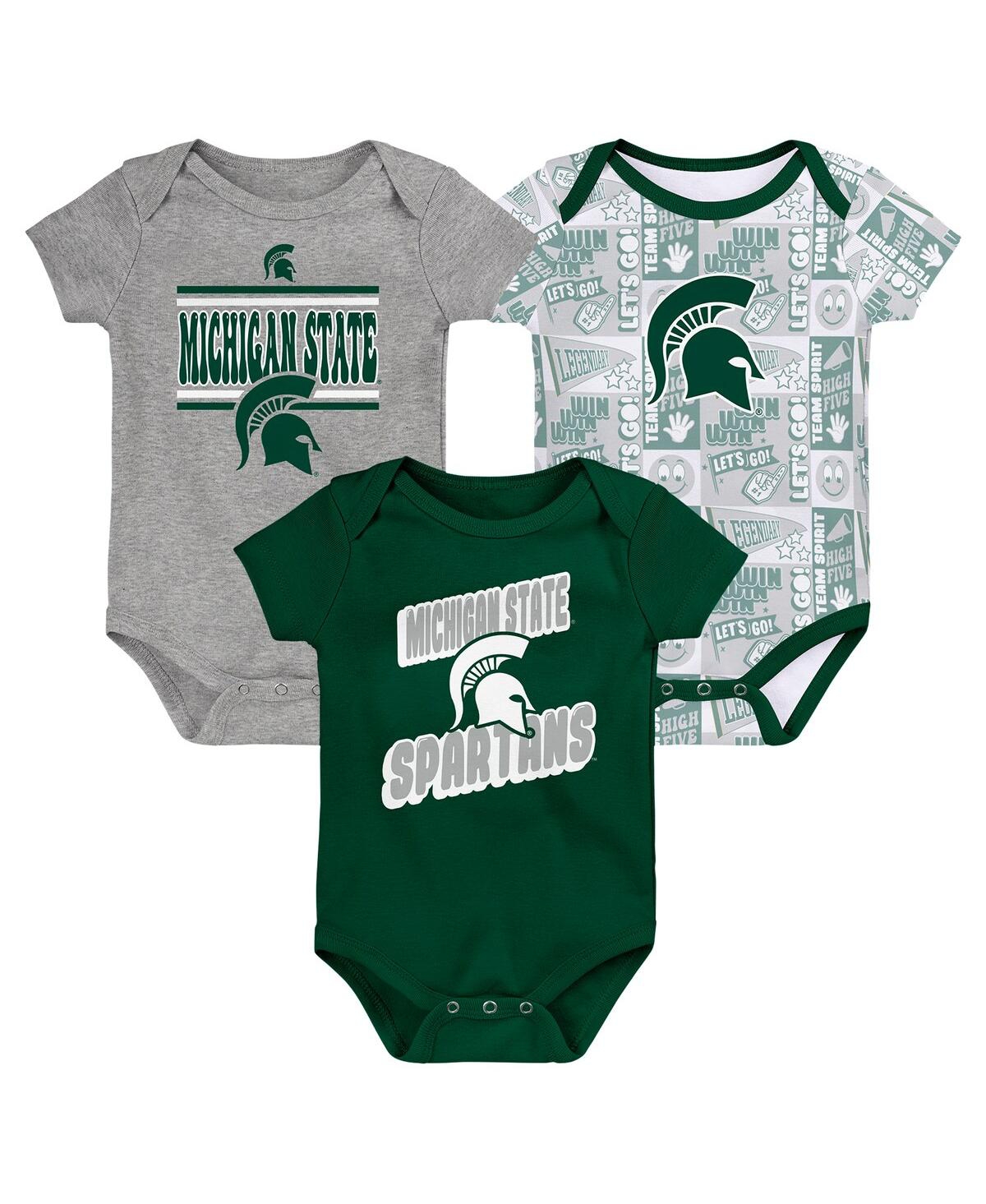 Outerstuff Newborn Green Michigan State Spartans Sunday Comics Bodysuit 3-pack
