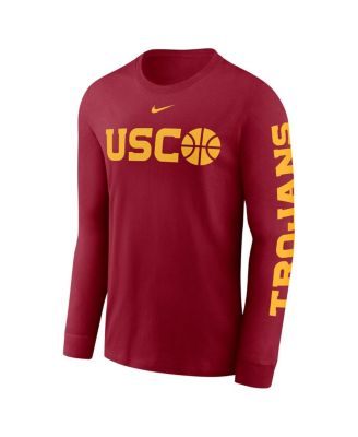 Men's Cardinal USC Trojans Basketball Icon Two-Hit Long Sleeve T-Shirt