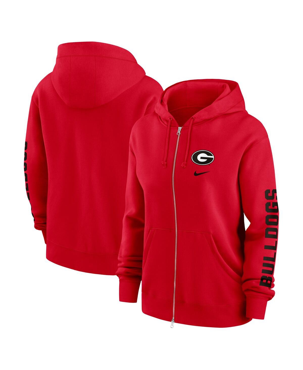 Nike Women's Red Georgia Bulldogs Oversize Lockup Phoenix Full-zip Hoodie Jacket In Red