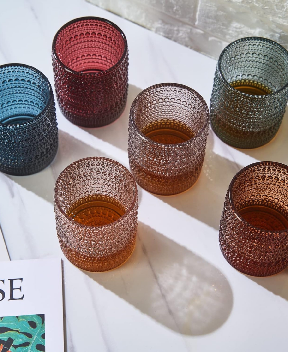 The Wine Savant Khen Hobnail Glasses, Set Of 6 In Orange
