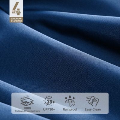 13FT Large Outdoor Patio Umbrella UV30+ Wood 8 Rib Pole for Table Beach Yard Garden Wedding Deck Cafe Pool Navy