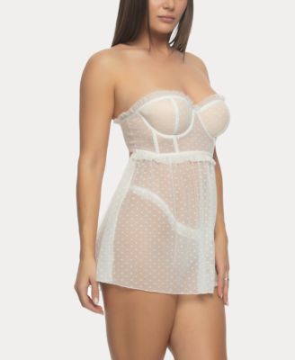 Women's Margot Longline Strapless Babydoll with G-String Set