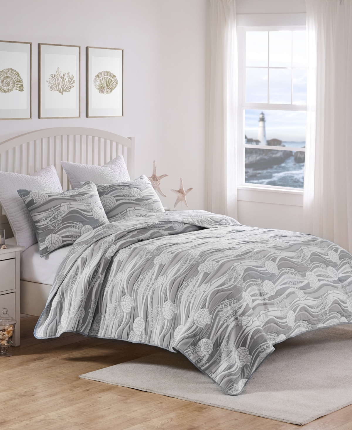 Greenland Home Fashions Dover Reversible Matelasse 2-pc. Coverlet Set, Twin In Harbor Gray