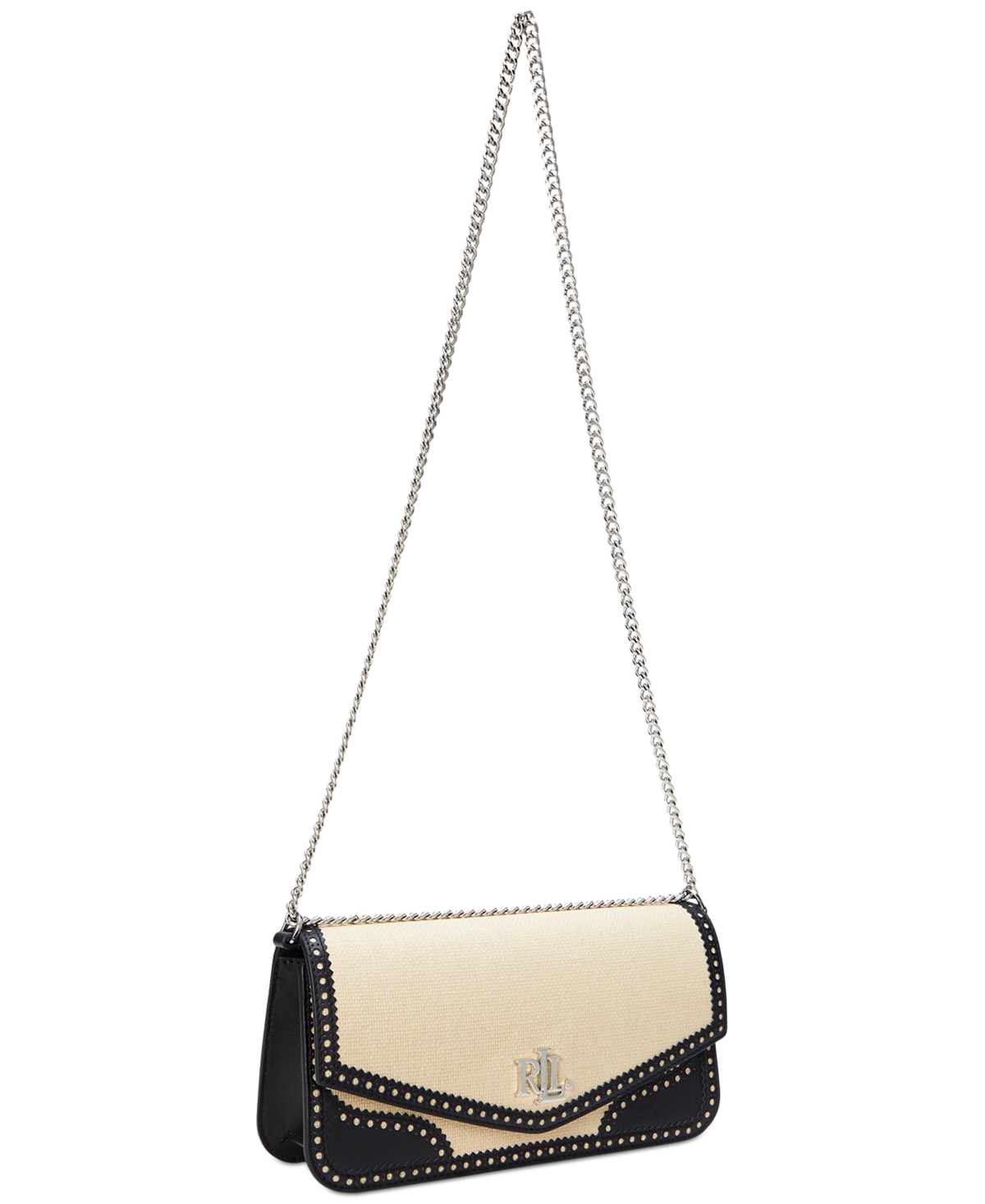 Ralph Lauren Straw & Leather Sawyer Bag In Light Natural,black