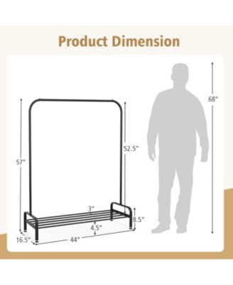 Heavy Duty Clothes Stand Rack with Top Rod and Lower Storage Shelf