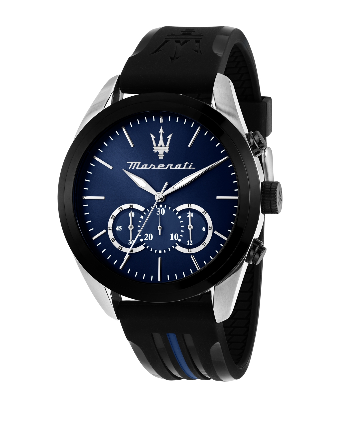 Men's Chronograph Satin Stainless Steel Watch, 45mm - Black, Blue