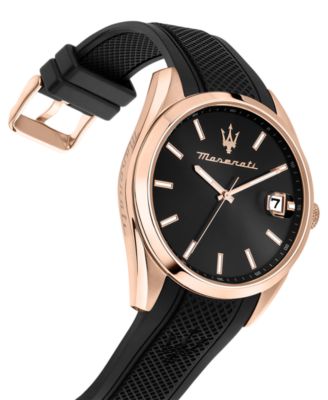 Men's Date Black Silicone Watch, 43mm