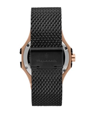 Men's Date Black Metal Band Watch, 42mm