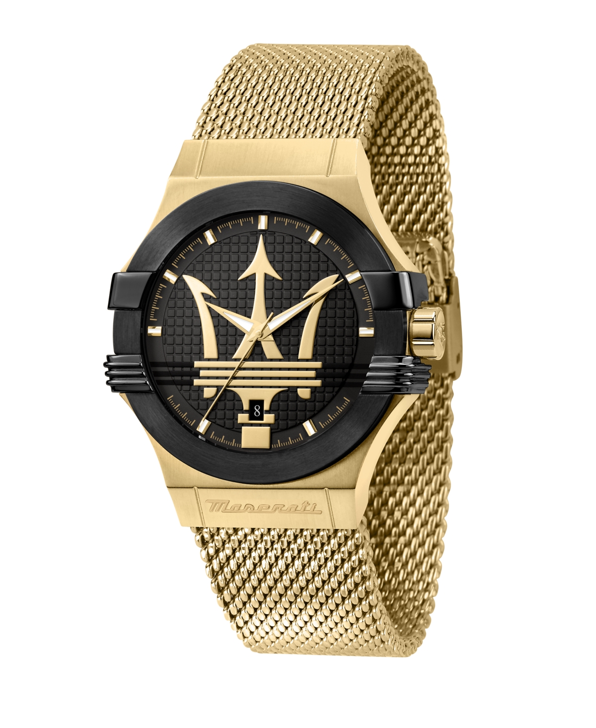 Men's Date Gold Metal Band Watch, 42mm - Gold