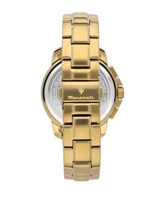 Men's Date Gold Metal Band Watch, 44mm