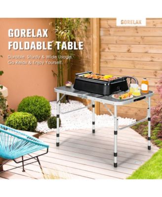 Folding Grill Table for Camping Lightweight Aluminum Metal Grill Stand Table