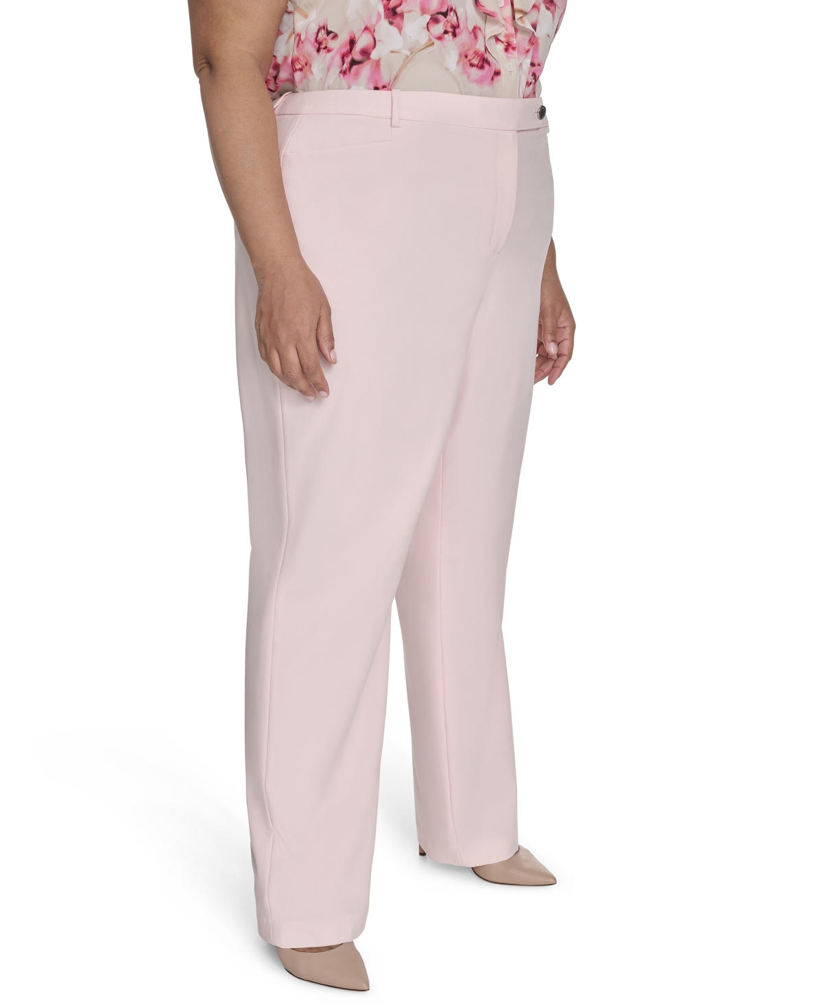 Shop Calvin Klein Plus Size Modern Fit Mid-rise Straight Pants In Parfait