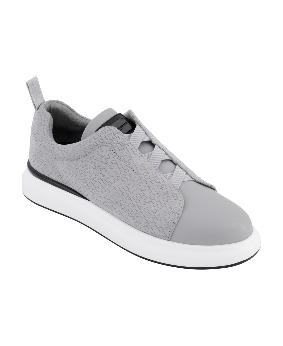 Men's Front Crossed Reptile Print Slip On Sneakers - Light gray