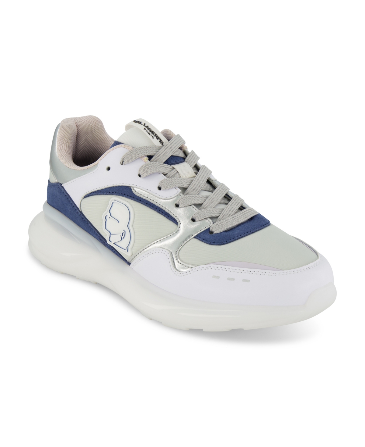 Men's Side Logo Head Patch Running Sneakers - Blue, White, Black