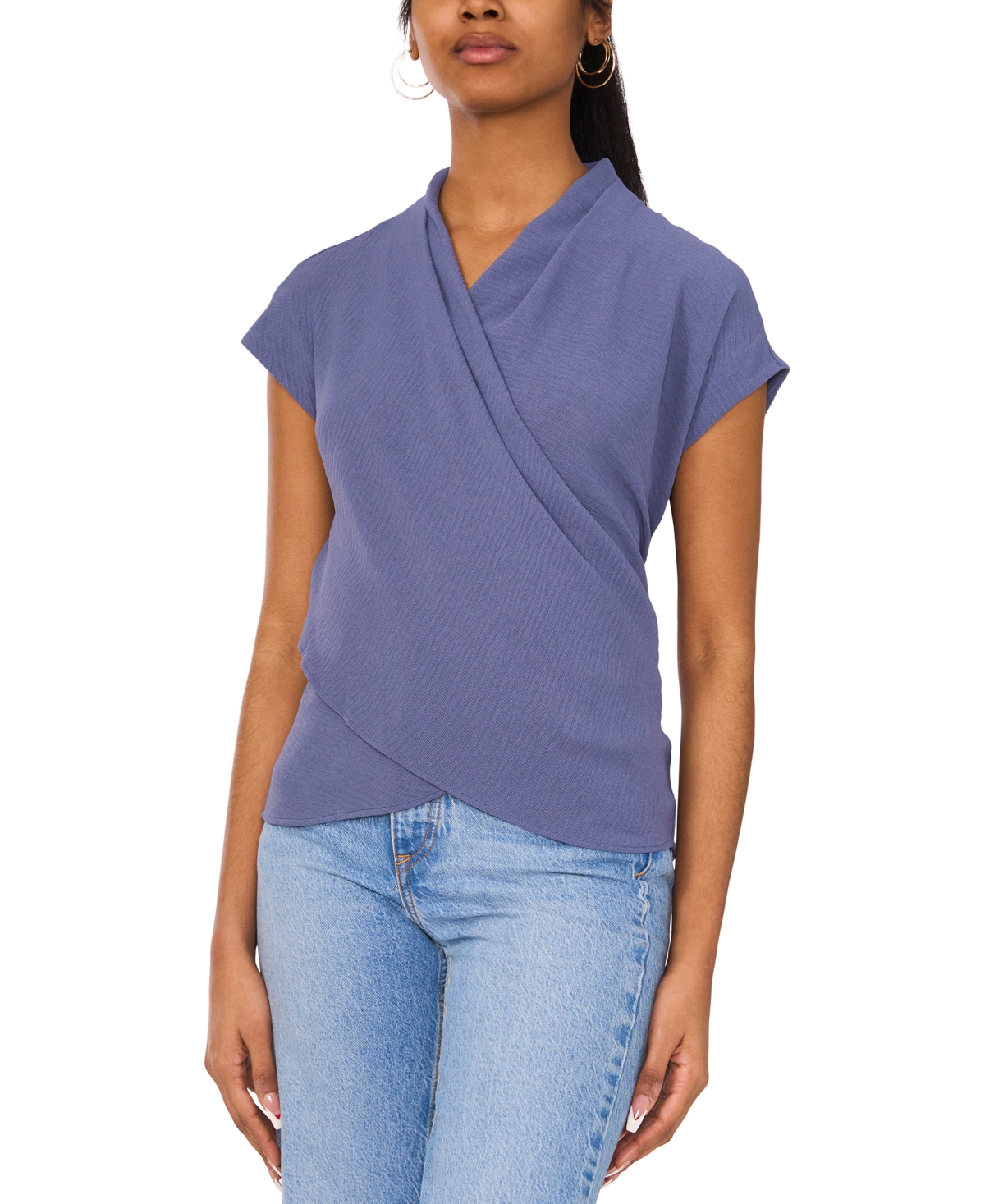 Sam & Jess Women's Solid-color Wrap-front Top