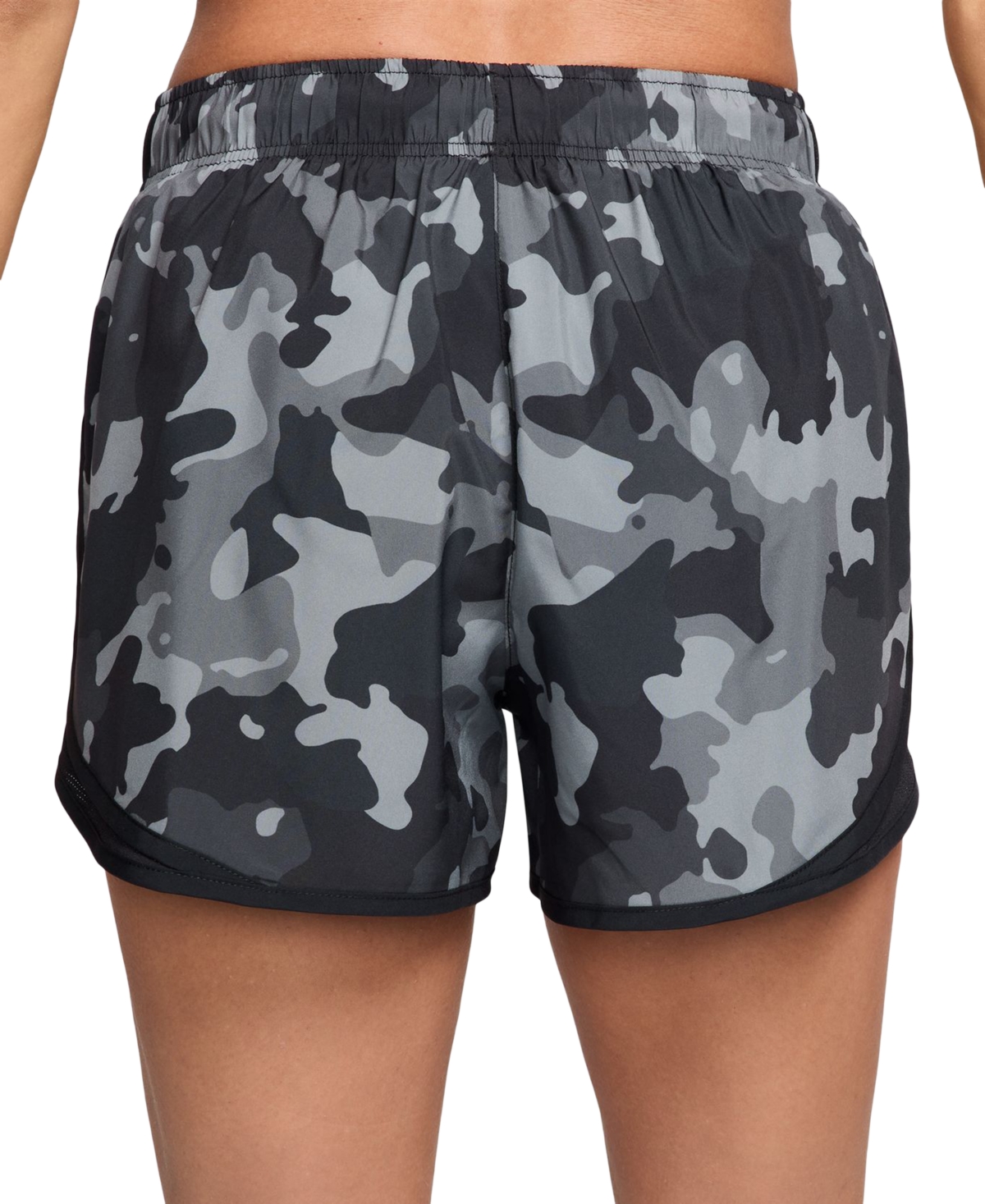 Nike Women's Tempo Dri-fit Mid-rise 3" Lined Camo Running Shorts In Black,black,black,reflective Silv