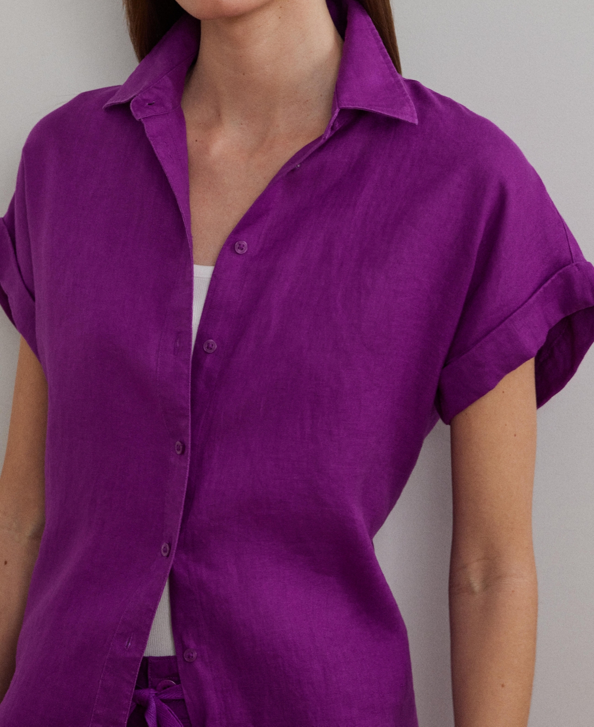 RALPH LAUREN DOLMAN-SLEEVE 100% LINEN SHIRT, REGULAR & PETITE 