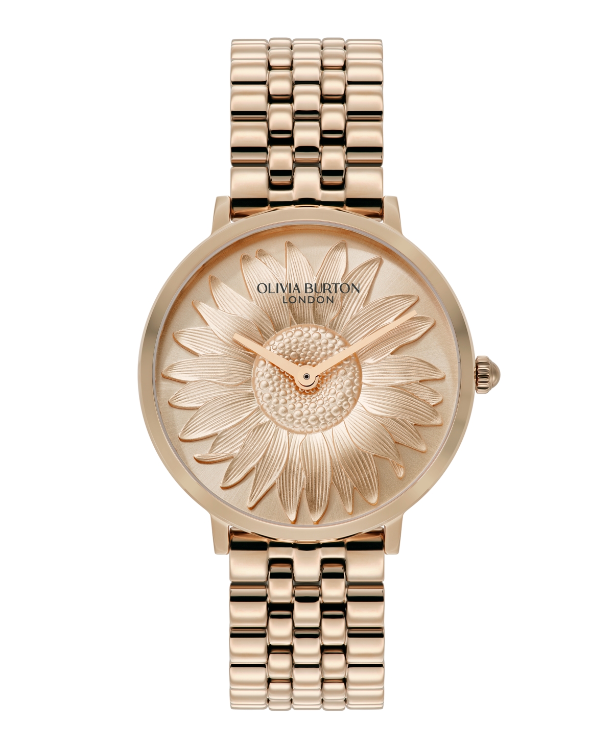 Women's Sunflower Rose Gold Tone Stainless Steel Bracelet Watch, 35mm - Rose Gold