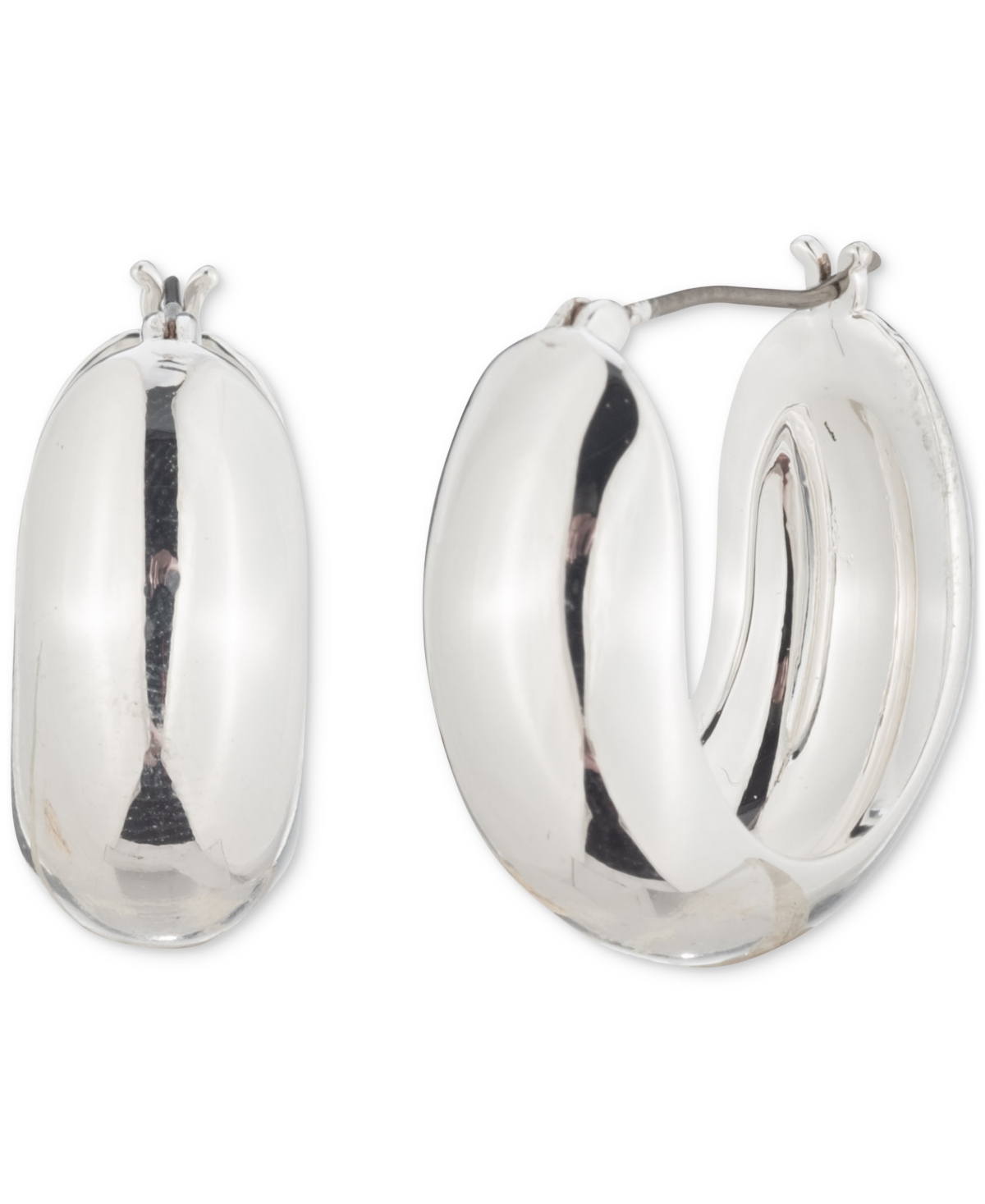 Ralph Lauren Small Chubby Hoop Earrings, 0.58" In Silver