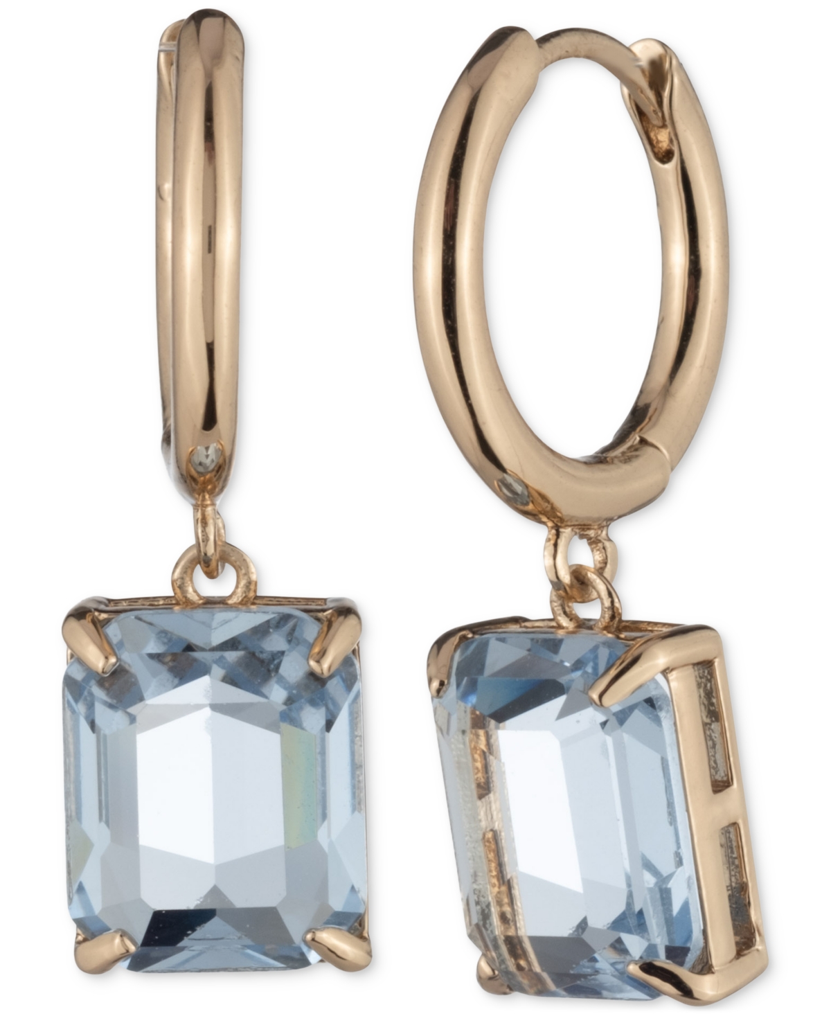 Gold-Tone Stone Huggie Drop Earrings - Turq/aqua