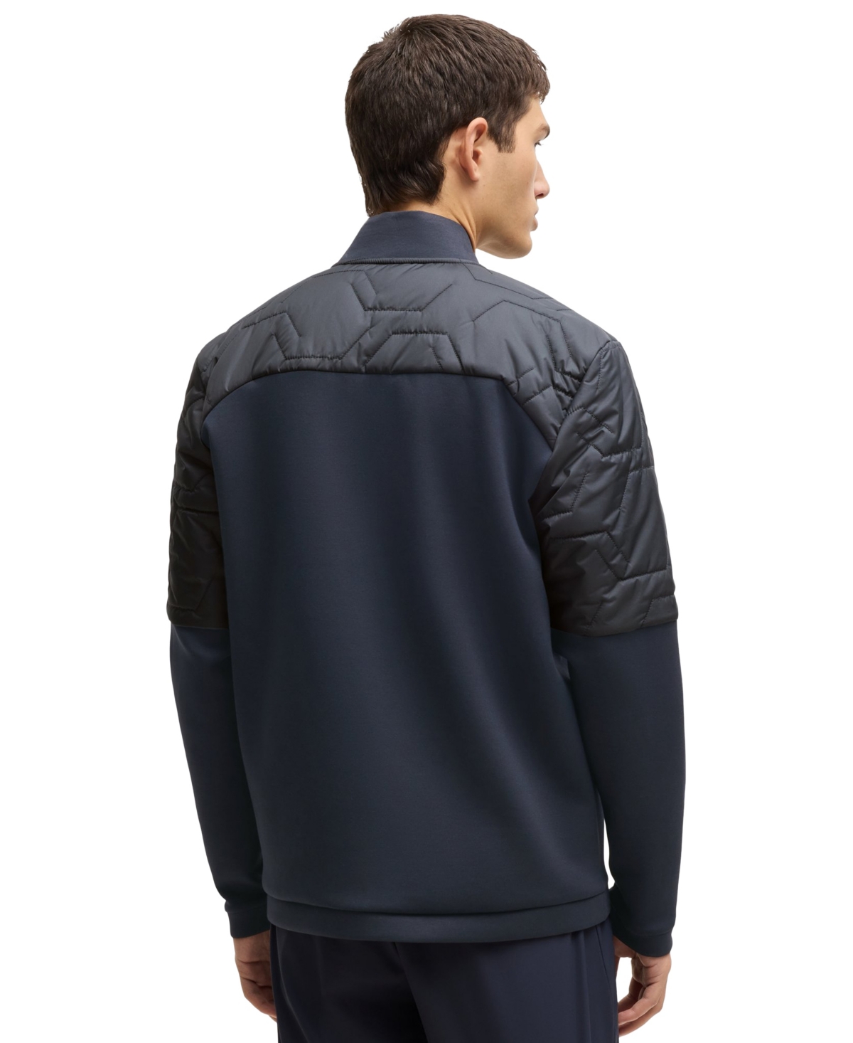 Hugo Boss Boss By  Men's Quilted Hybrid Jacket In Dark Blue