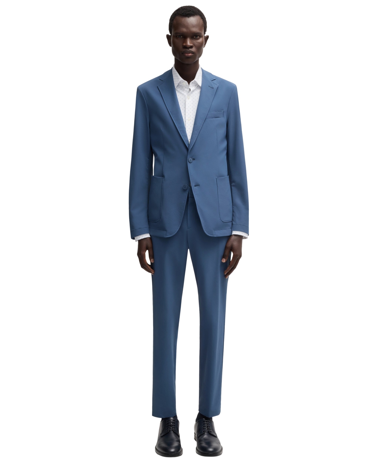 Hugo Boss Single-breasted Blazer In Open Blue