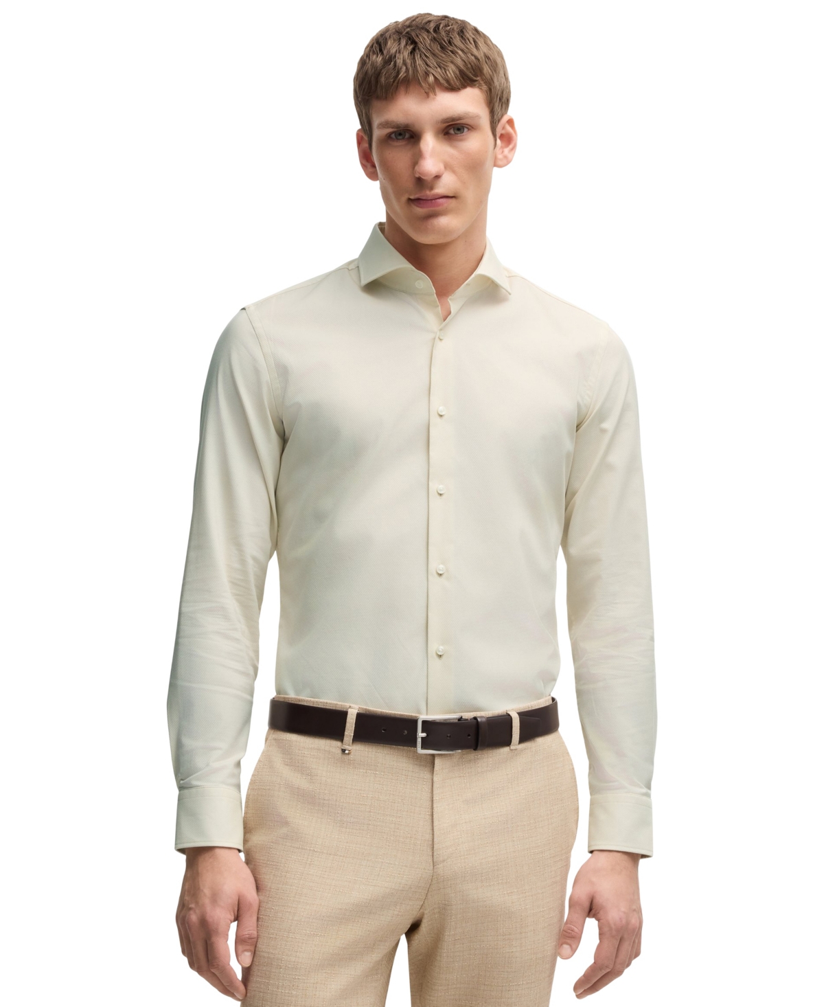 Hugo Boss Hank Kent Printed Button-front Shirt In Neutral