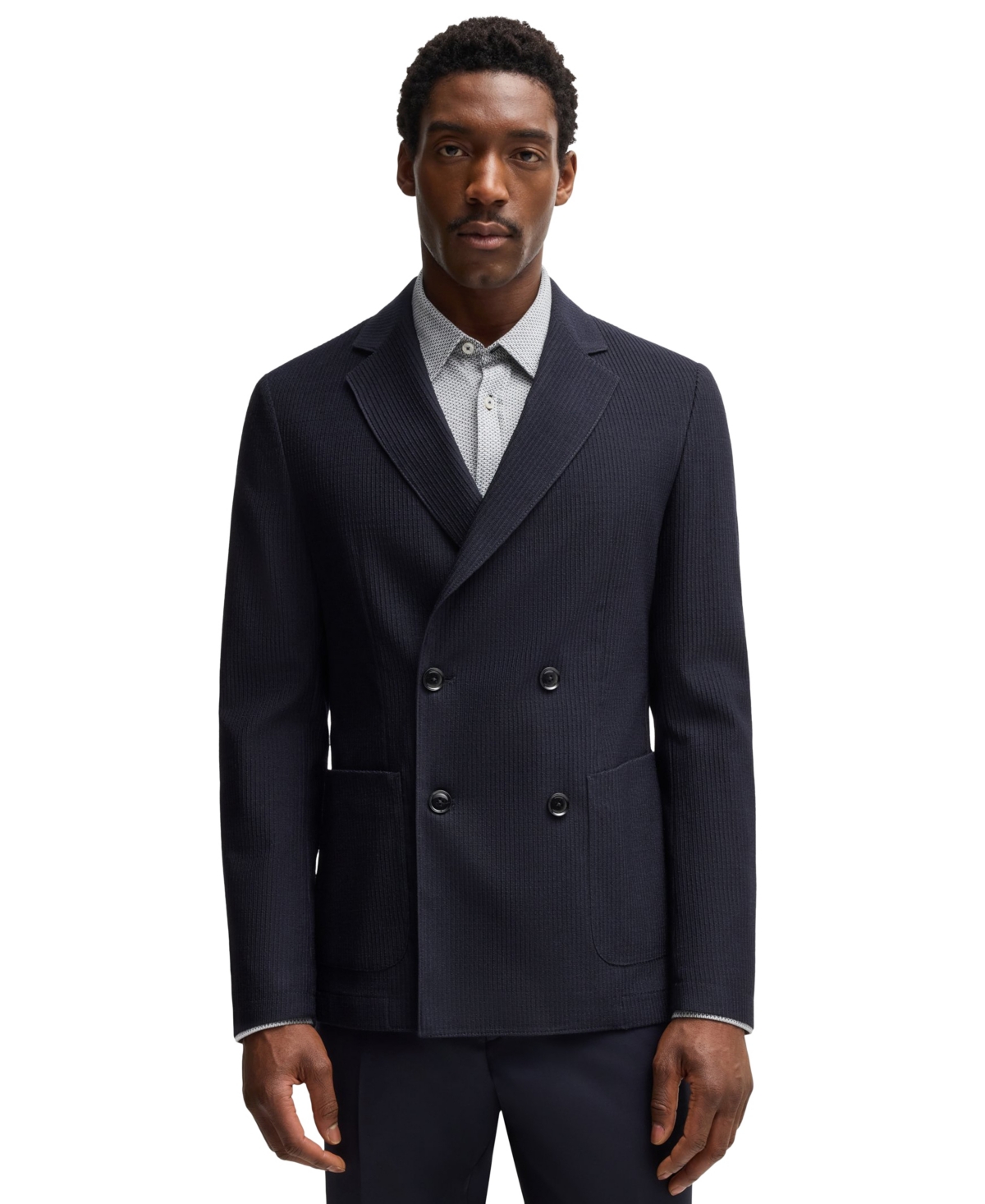 HUGO BOSS BOSS BY HUGO BOSS MEN'S PATTERNED WOOL-BLEND SLIM-FIT BLAZER 