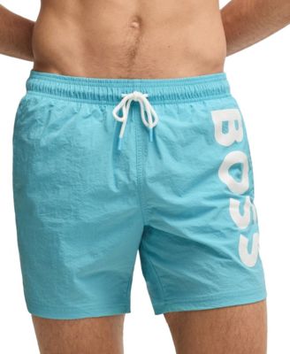 Men's Vertical Logo Print Swim Shorts