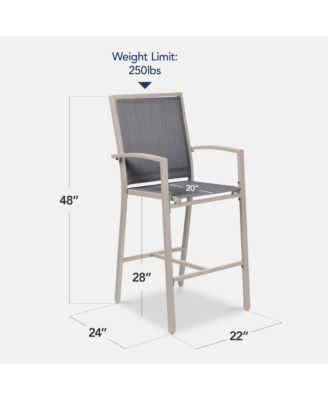 Outdoor Barstools Set of 2, Bar Height Patio Chairs w/ All-Weather Mesh