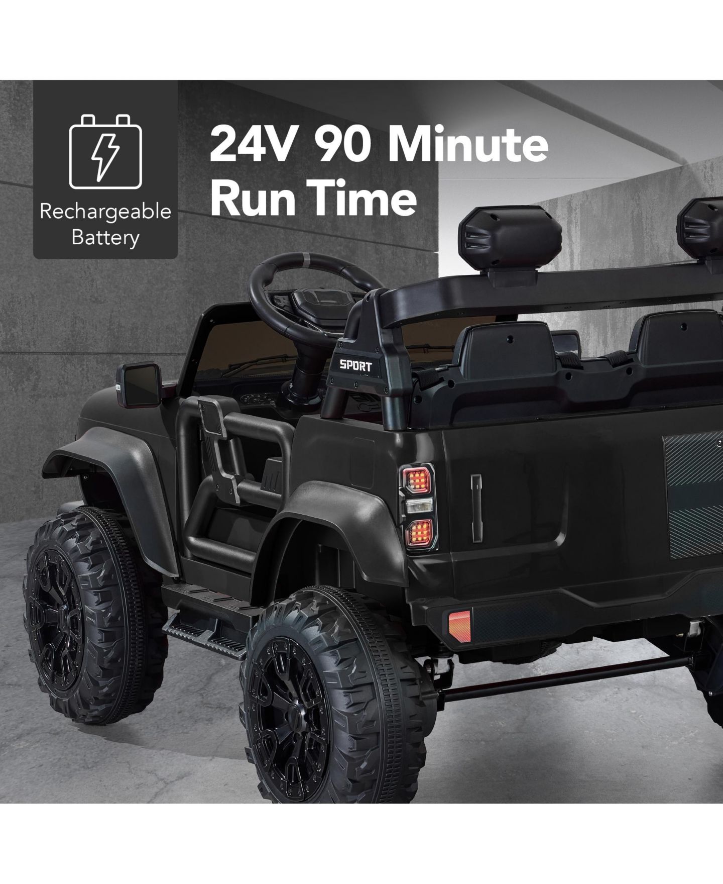 Детская игрушка Best Choice Products Kids 24V 2-Seater Electric Ride-On Car Truck w/ Parent Control, Bluetooth, LED Lights, цвет: Чёрный — фото 9