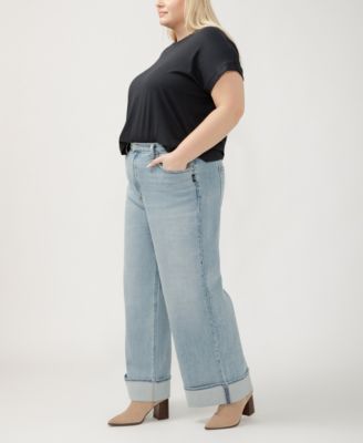 Plus Size Highly Desirable High Rise Wide Leg Jeans
