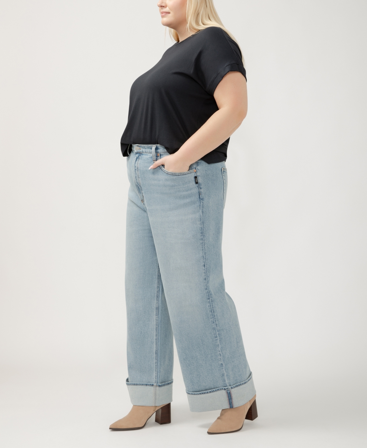 SILVER JEANS CO. PLUS SIZE HIGHLY DESIRABLE HIGH RISE WIDE LEG JEANS 