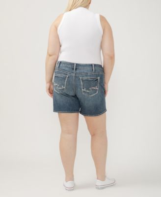 Plus Size Boyfriend Mid Rise Luxe Stretch Shorts