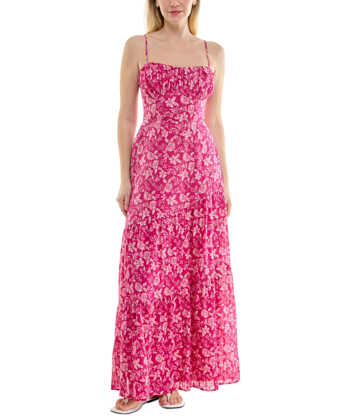 Juniors' Sleeveless Cutout-Back Maxi Dress, Created for Macy's - Bright Pink