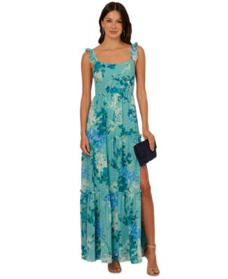Adrianna Papell Women's Printed Ruffle-Tiered Chiffon Gown