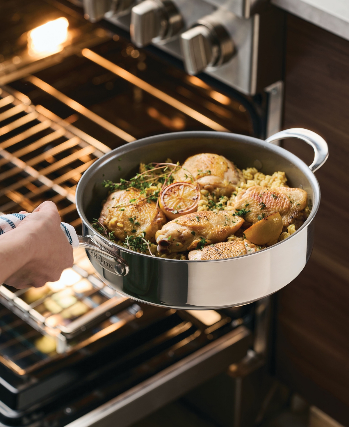 Anolon Everlast Ceramic Nonstick 11-pc. Cookware Set In Stainless Steel