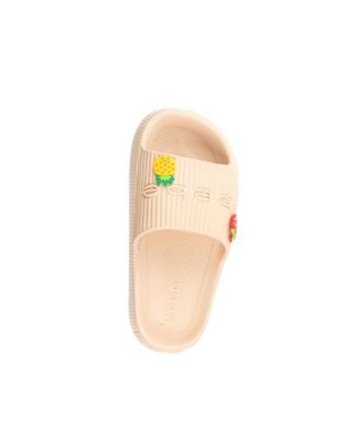 Little and Big Girls Fun and Stylish Platform with Bebe Logo and Charms Slides