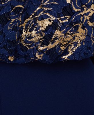 Women's Off-The-Shoulder Lace & Crepe Jumpsuit