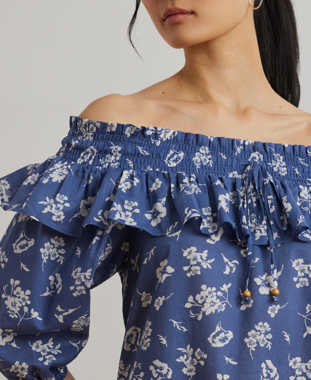 Shop Ralph Lauren Women's Floral Voile Off-the-shoulder Blouse