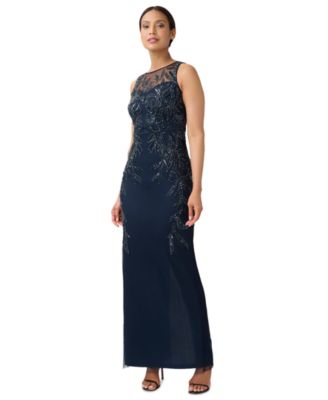 Adrianna Papell - Petite Beaded Sleeveless Sheath Gown