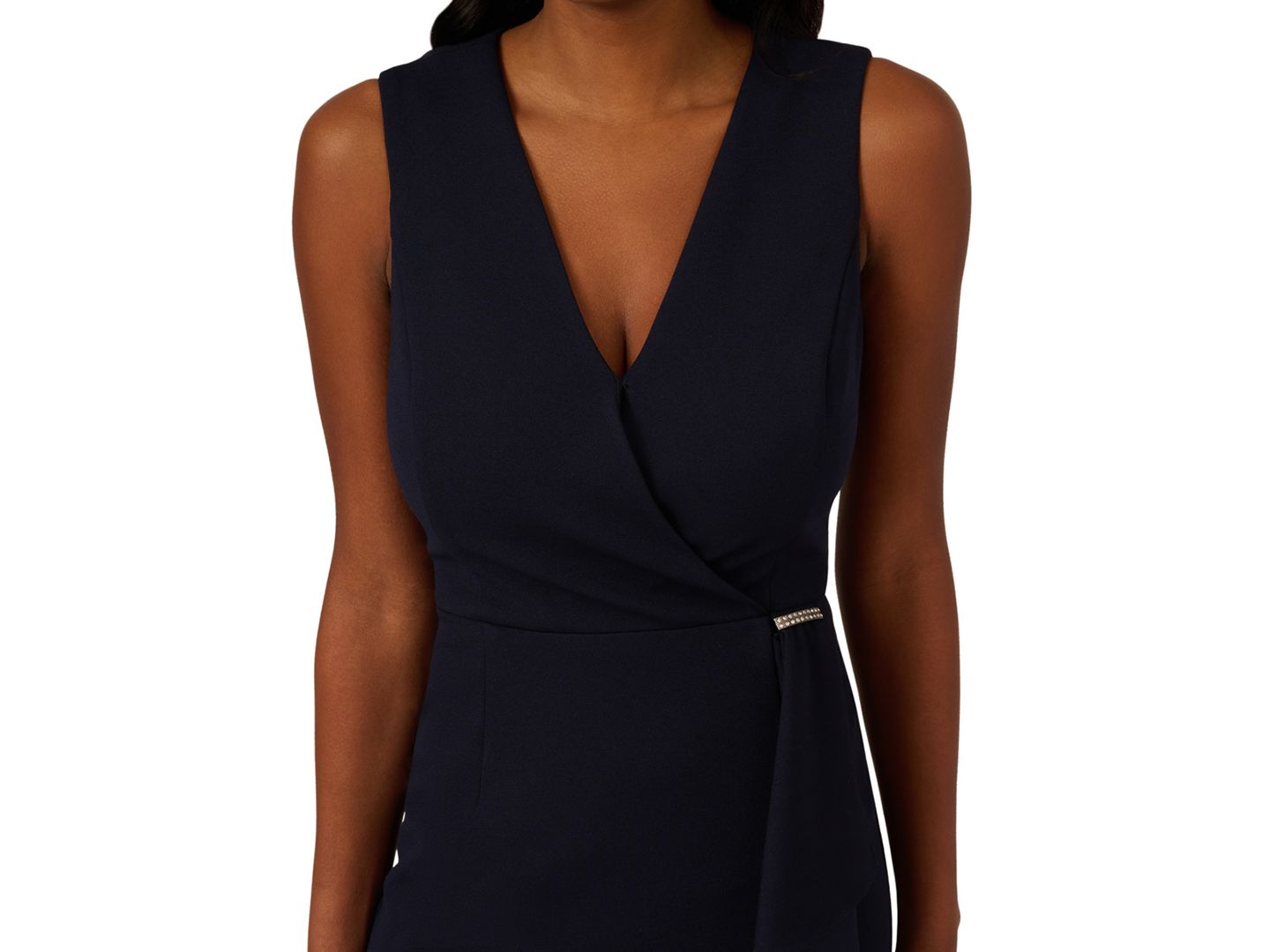 Женское платье Adrianna Papell Ruffled V-Neck High-Low, цвет: Тёмно-синий — фото 2