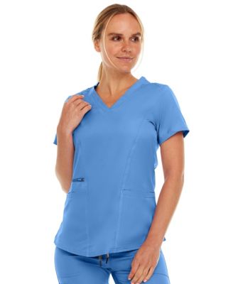 Plus Size Ruth 3-Pocket Multi Stitch V-Neck Scrub Top, Pewter, 3X Large