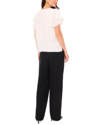 Women's V-neck Tulip Sleeve Blouse