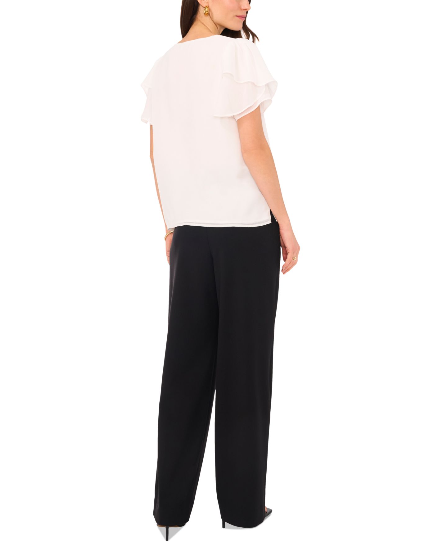 Женская блузка Vince Camuto V-Neck Tulip Sleeve Blouse, цвет: Слоновая кость — фото 4