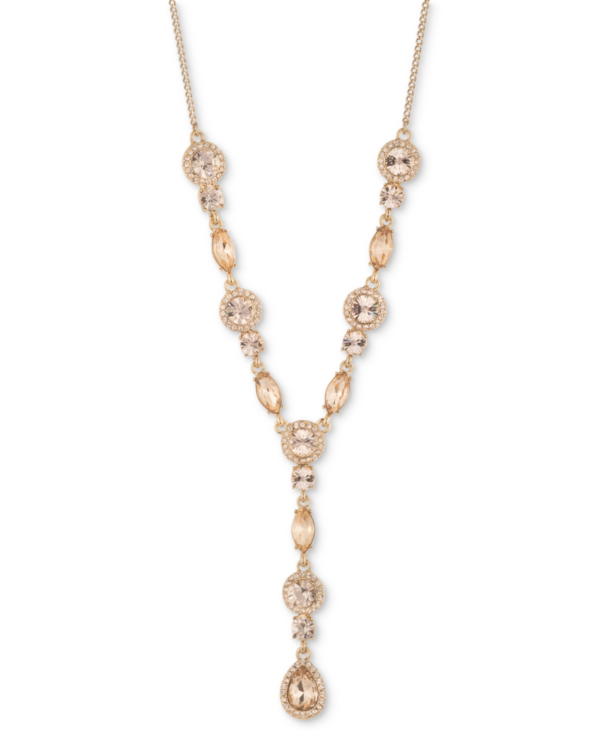 Givenchy Mixed Crystal Halo Lariat Necklace, 16" + 3" Extender In Dark Pink