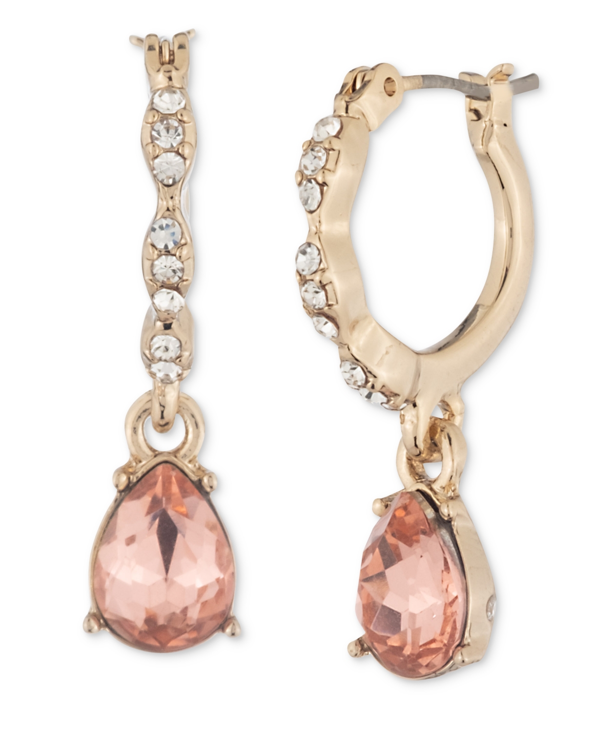 Gold-Tone Crystal Charm Pave Scalloped Hoop Earrings - Orange