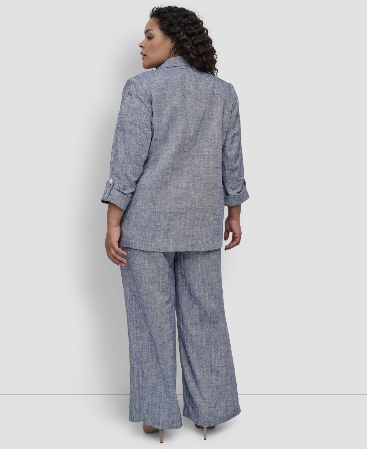Dkny Plus Size One-button Roll-tab-sleeve Jacket