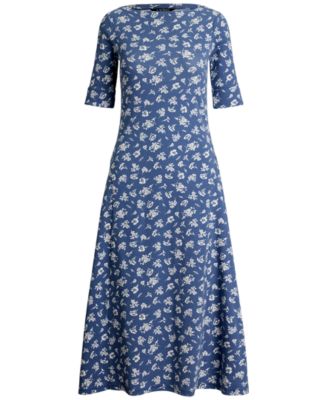 Women's Floral Stretch Cotton Midi Dress