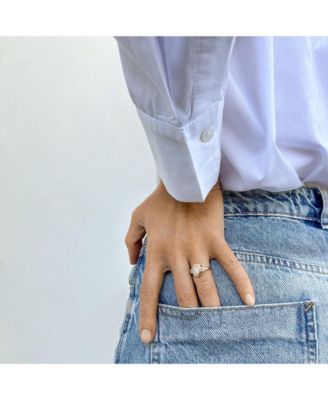 Moonstone Ring with Side Stones 14k gold vermeil